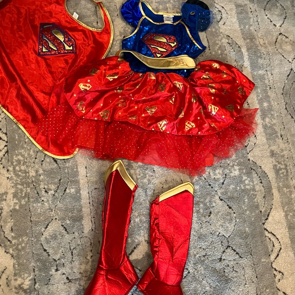 Supergirl Kids Costume Set - Red and Blue